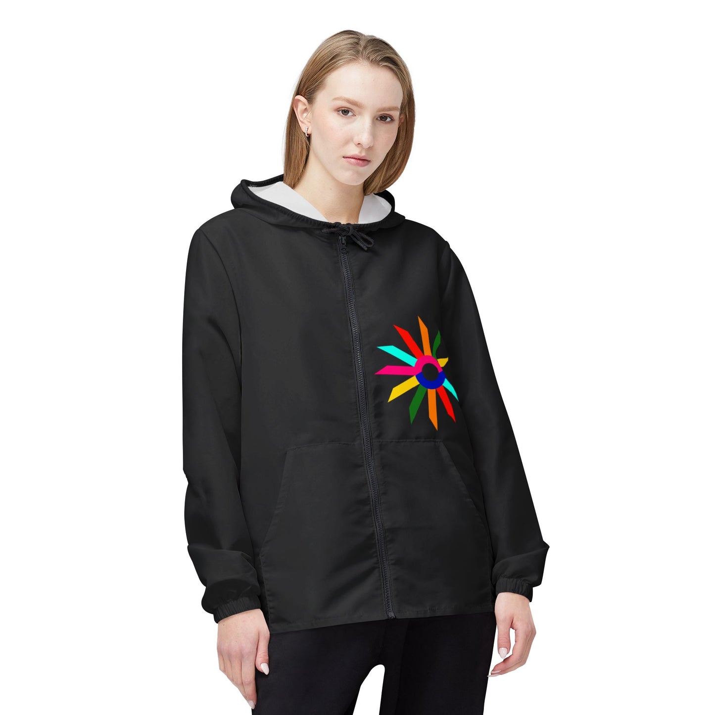 Color Block Windbreaker Jacket with Light Synthetic Padding and Hood - Relaxed Fit