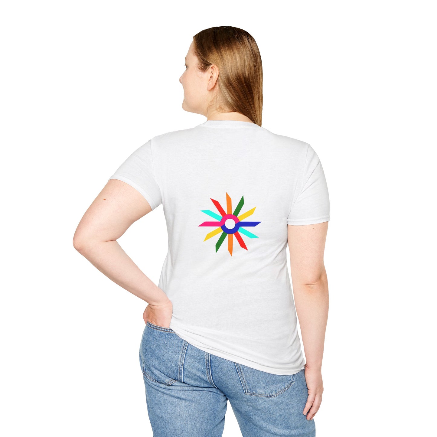 Rainbow Happiness Softstyle T-Shirt - Unisex Cotton Tee with Twill Tape Shoulders