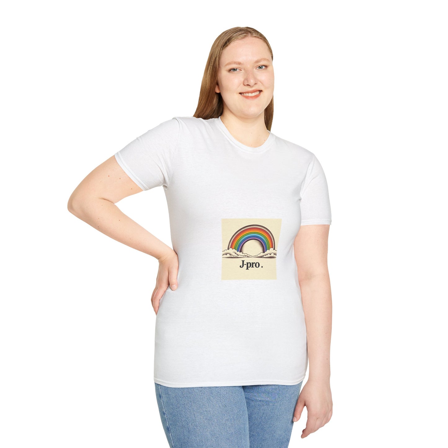Rainbow Happiness Softstyle T-Shirt - Unisex Cotton Tee with Twill Tape Shoulders