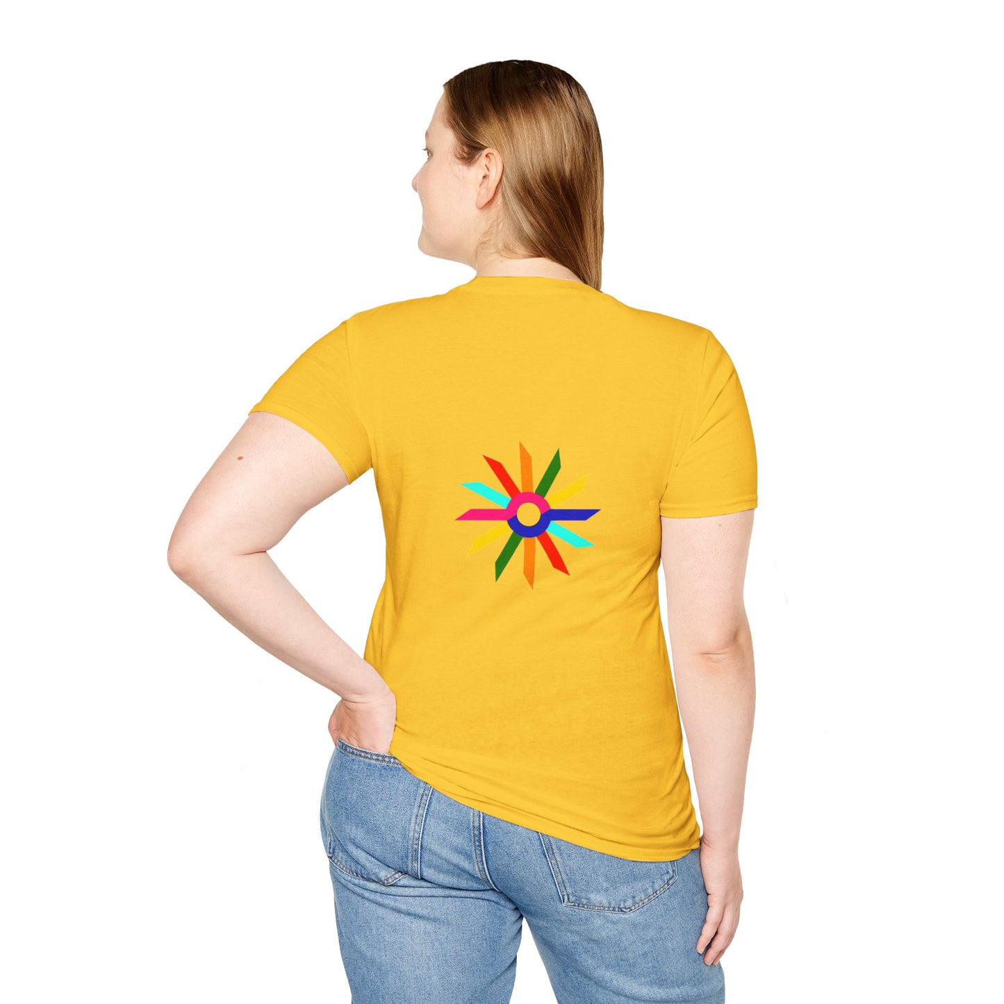 Rainbow Happiness Softstyle T-Shirt - Unisex Cotton Tee with Twill Tape Shoulders