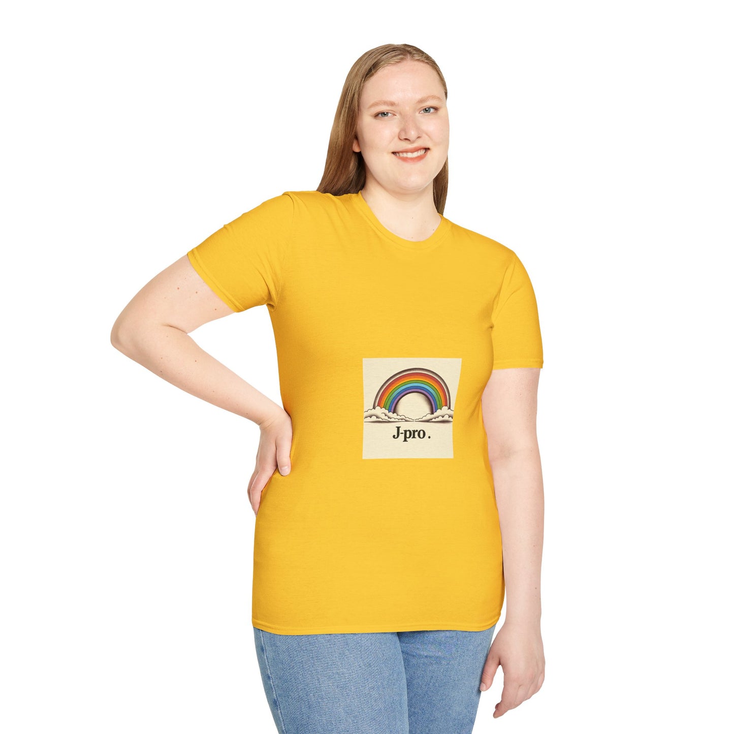 Rainbow Happiness Softstyle T-Shirt - Unisex Cotton Tee with Twill Tape Shoulders