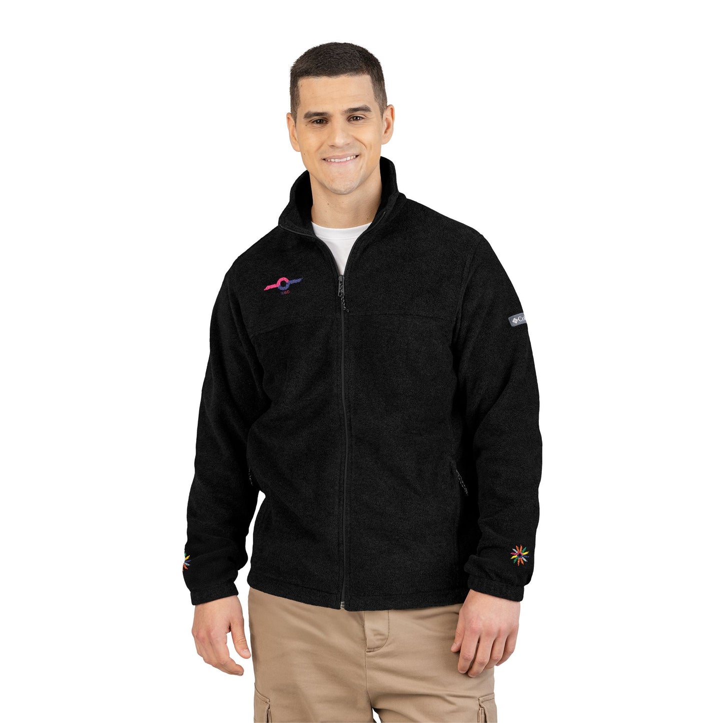 Embroidered Charcoal Fleece Jacket — Subtle Sunset Logo