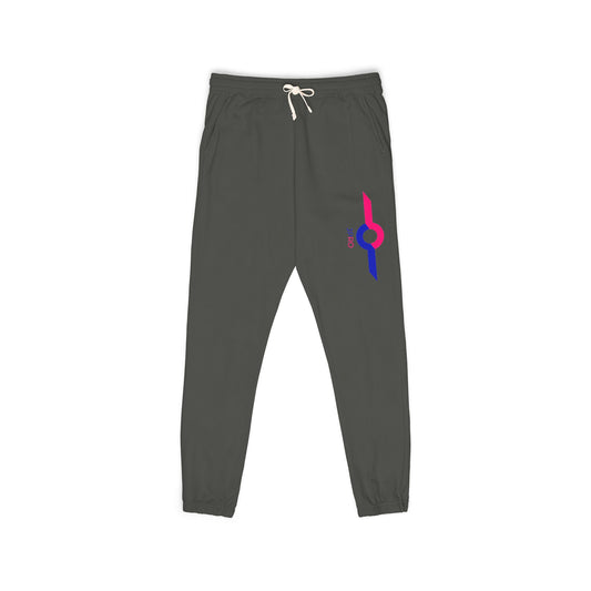 Charcoal Fleece Sweatpants with Small Colorful Airplane Embroidery