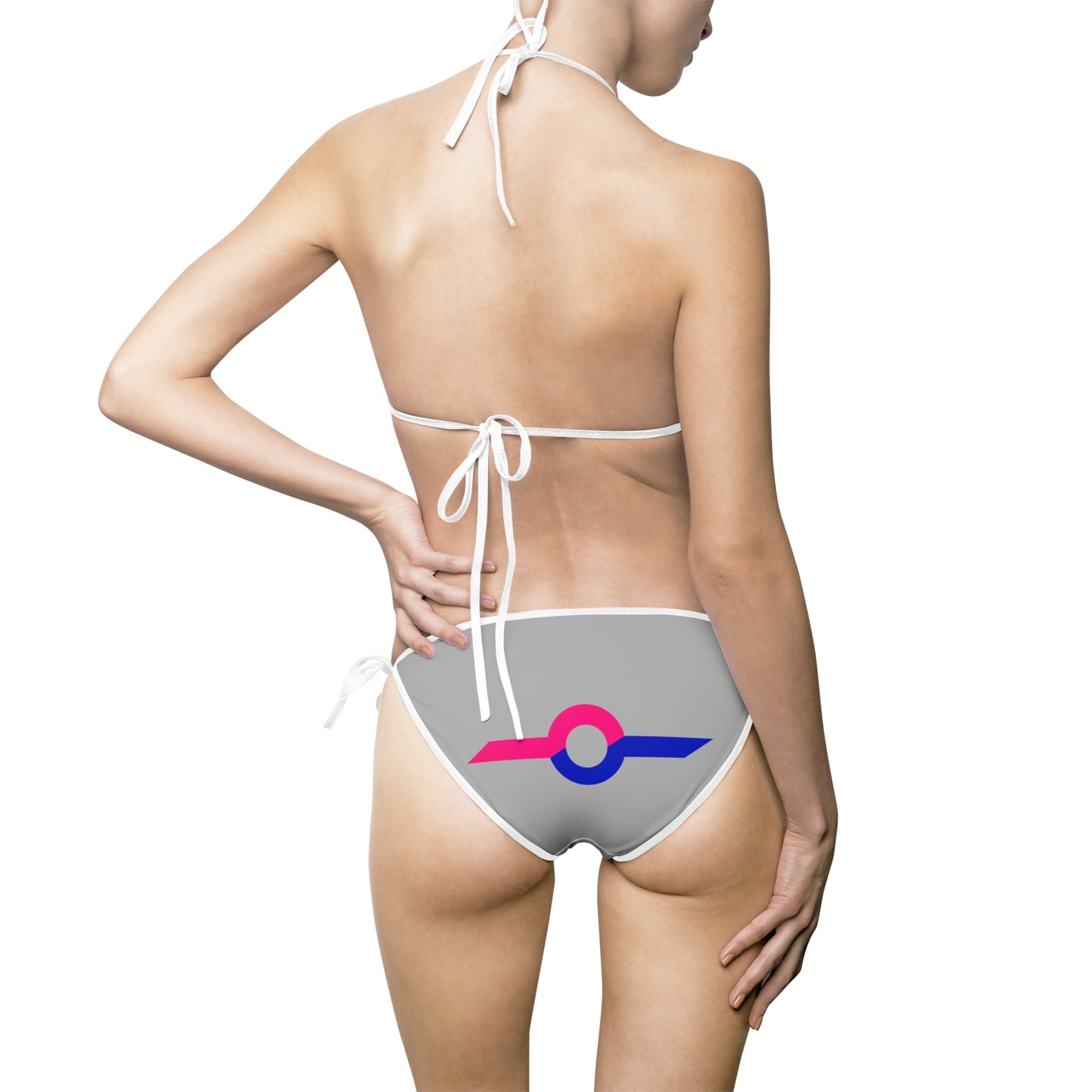 Bikini Swimsuit — Custom All-Over-Print Tie-Side Bikini (Gray Base)