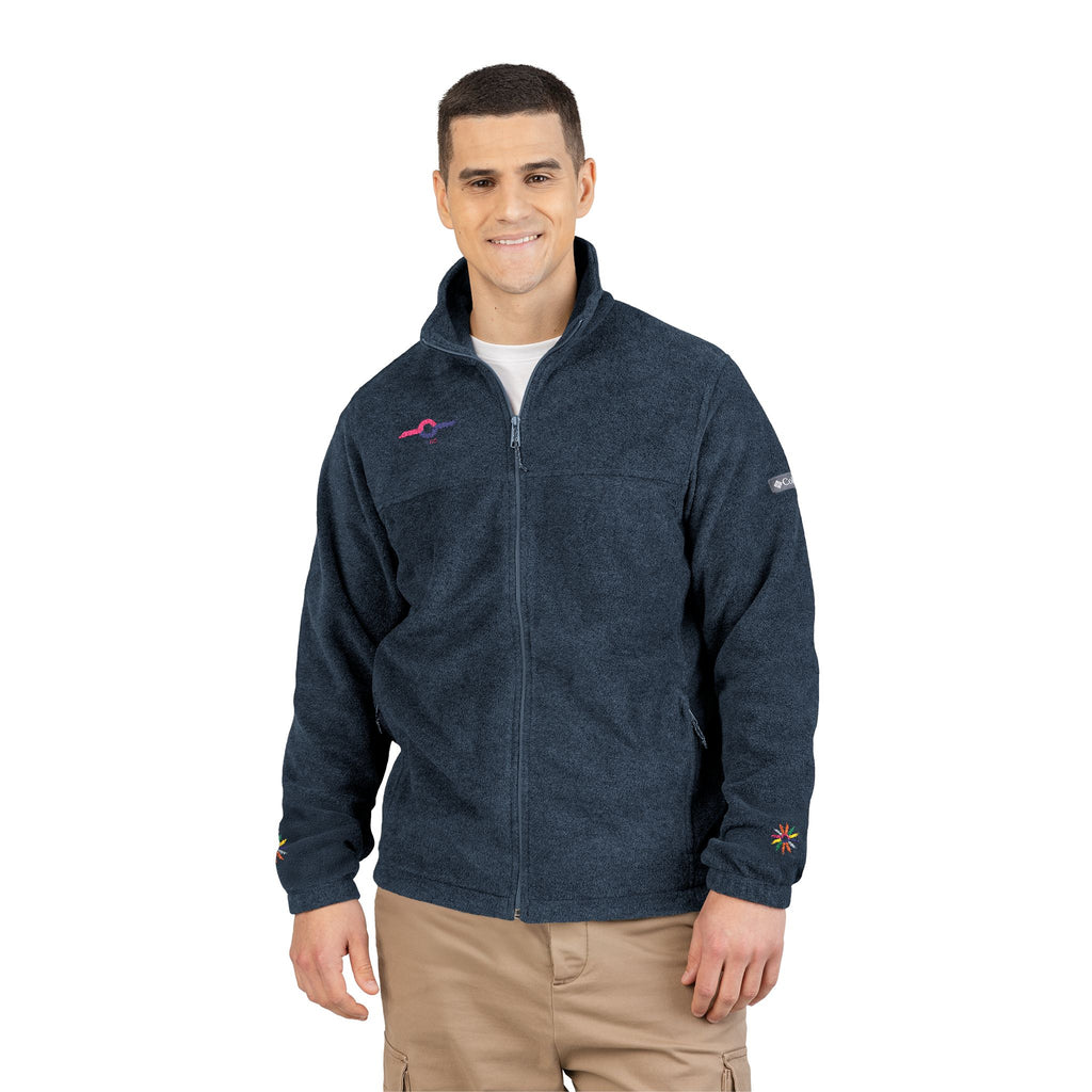 Embroidered Charcoal Fleece Jacket — Subtle Sunset Logo