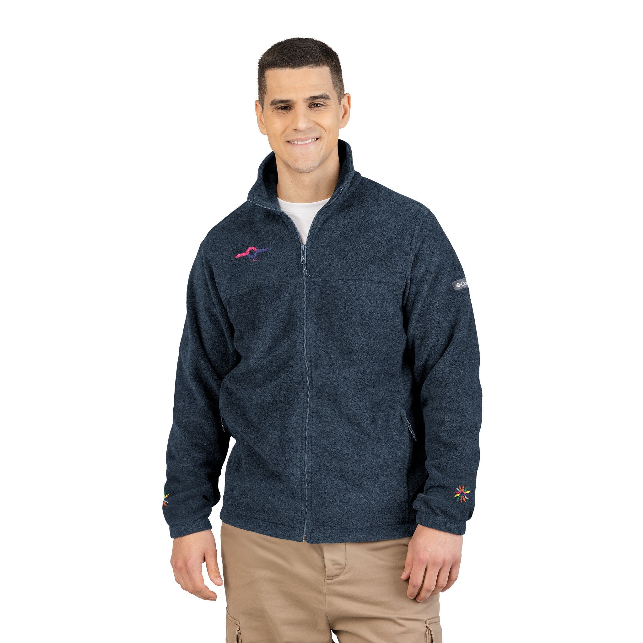 Embroidered Charcoal Fleece Jacket — Subtle Sunset Logo