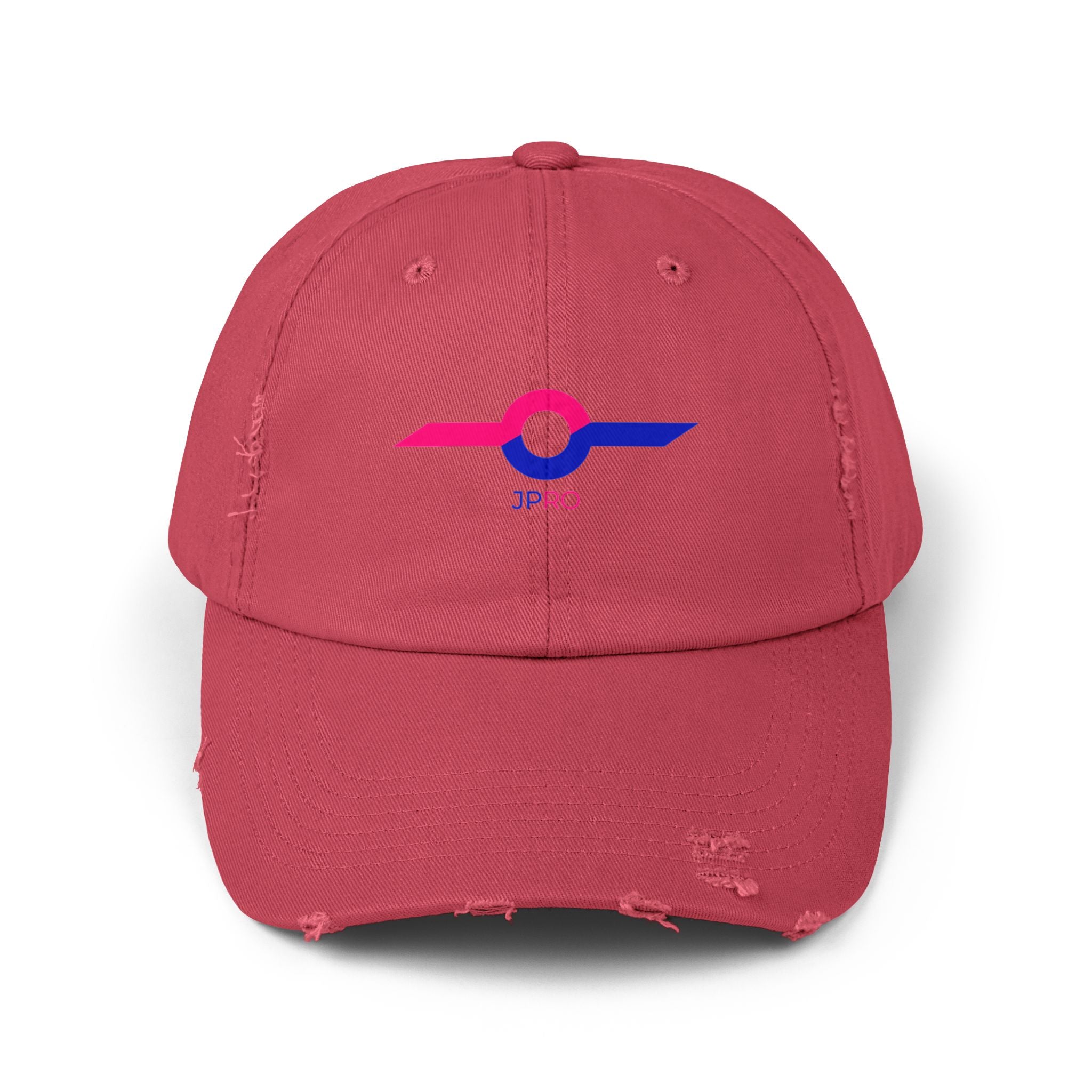 Distressed Baseball Cap with Neon Retro Wave Logo