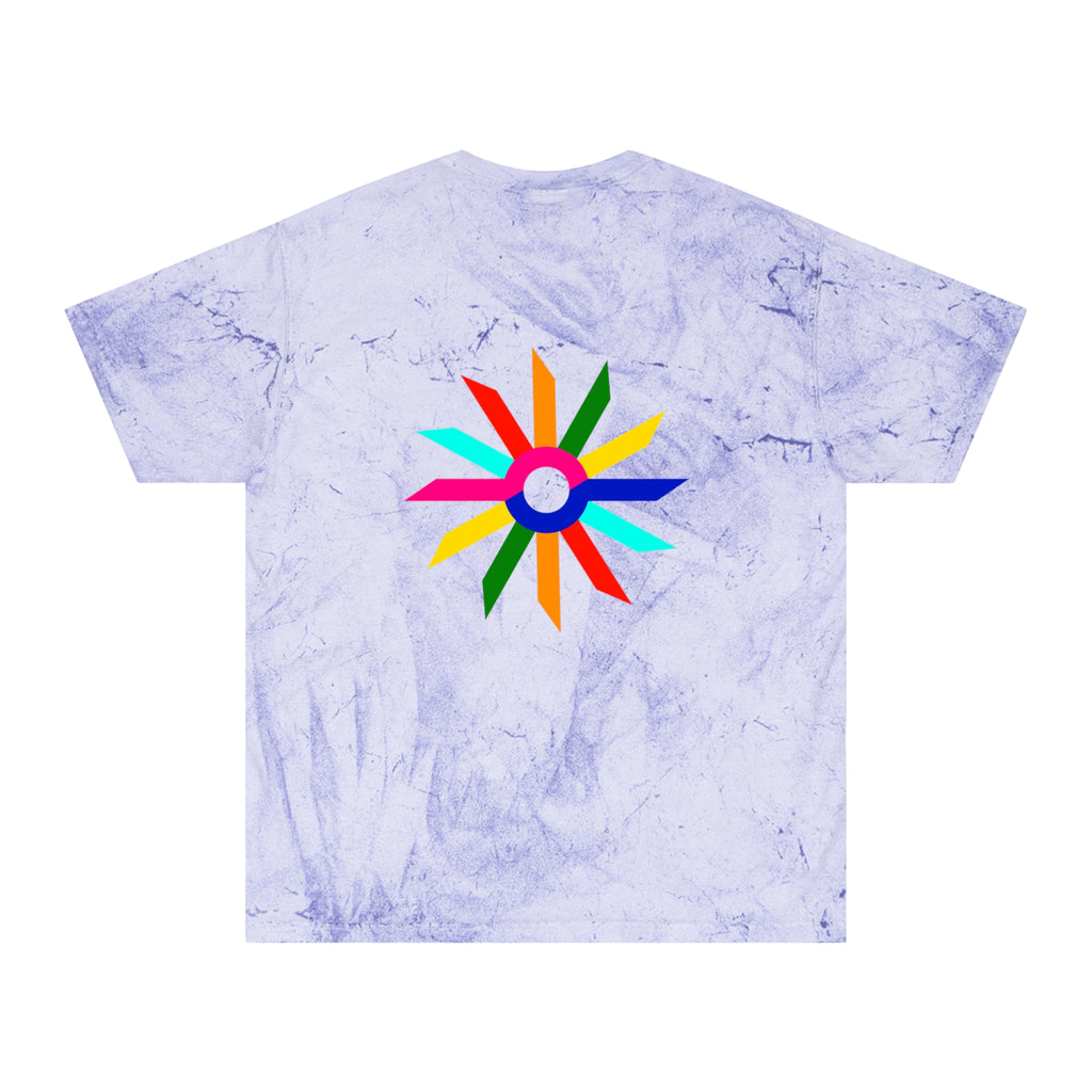 Tie-Dye Rainbow Sunburst T-Shirt — Colorful Geometric Graphic Tee