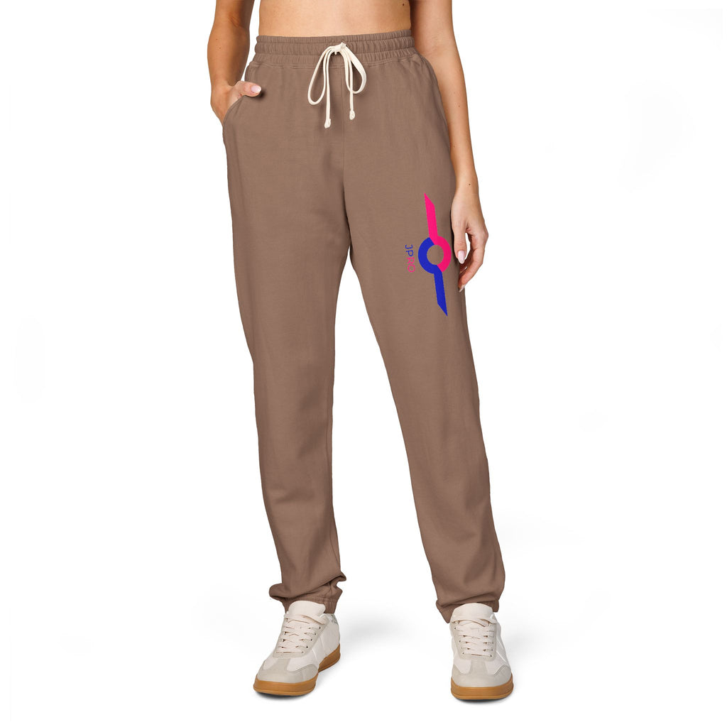 Charcoal Fleece Sweatpants with Small Colorful Airplane Embroidery