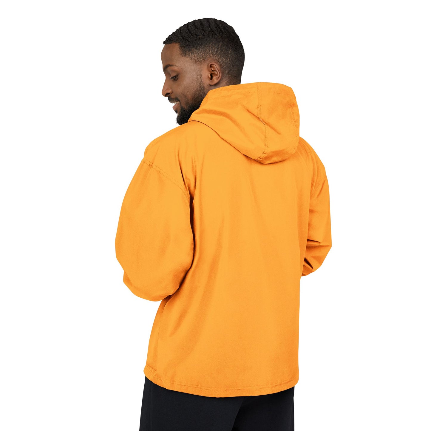 Orange Packable Anorak Jacket with Colorful Floral Compass Embroidery