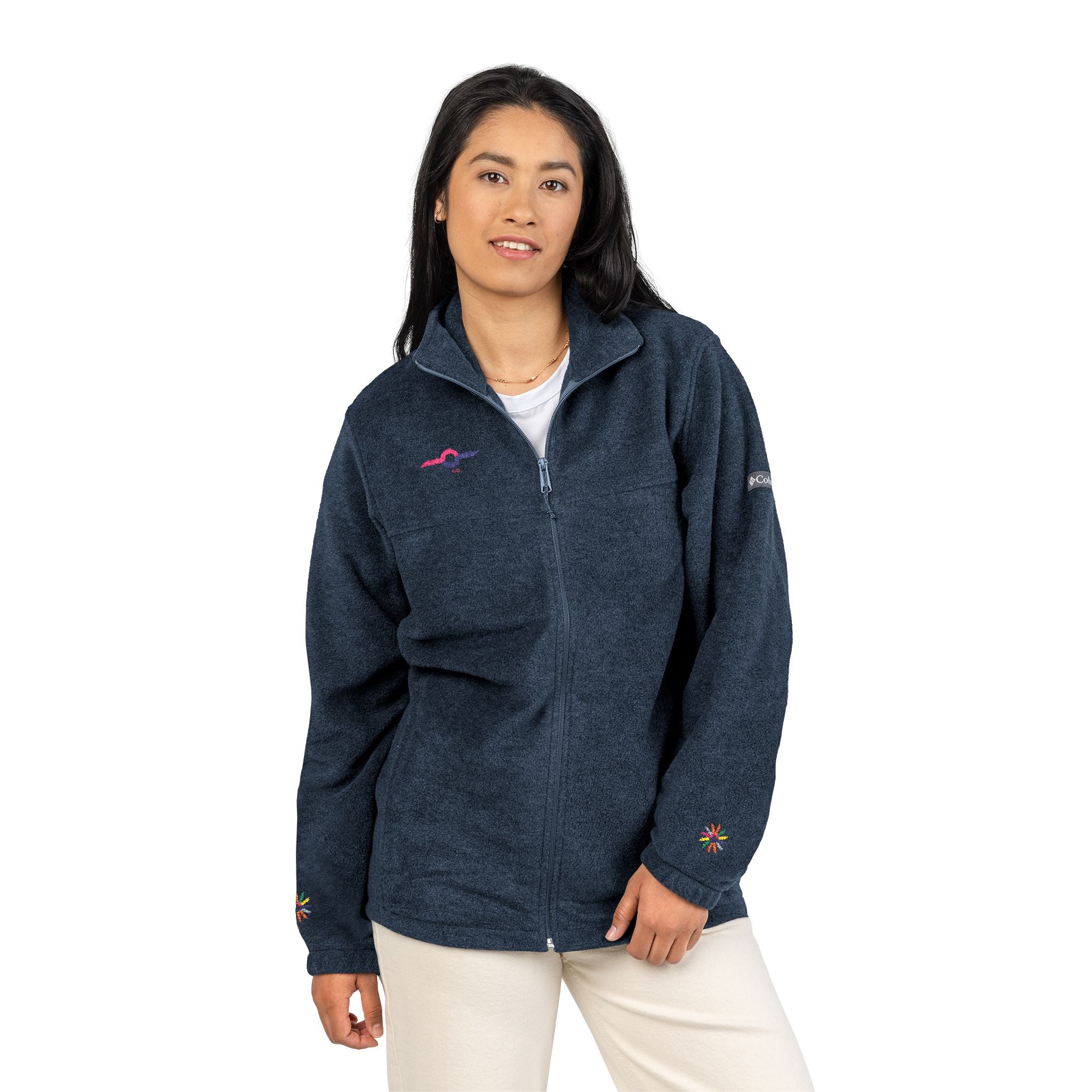 Embroidered Charcoal Fleece Jacket — Subtle Sunset Logo