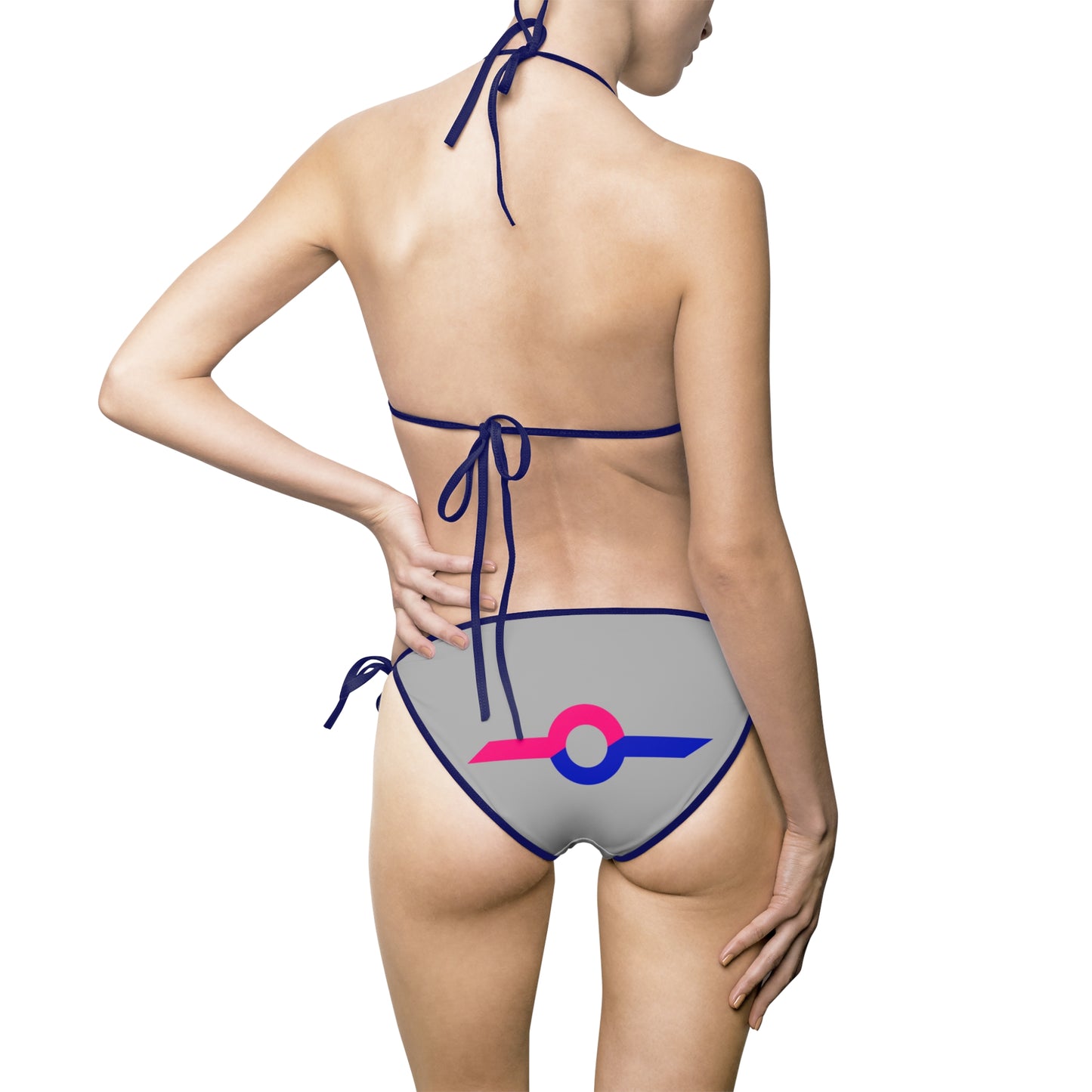 Bikini Swimsuit — Custom All-Over-Print Tie-Side Bikini (Gray Base)