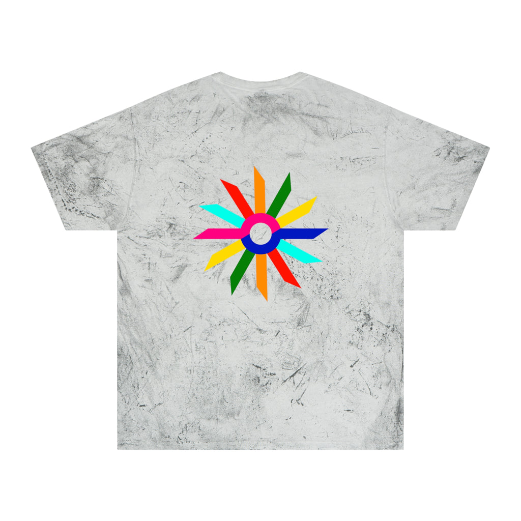Tie-Dye Rainbow Sunburst T-Shirt — Colorful Geometric Graphic Tee