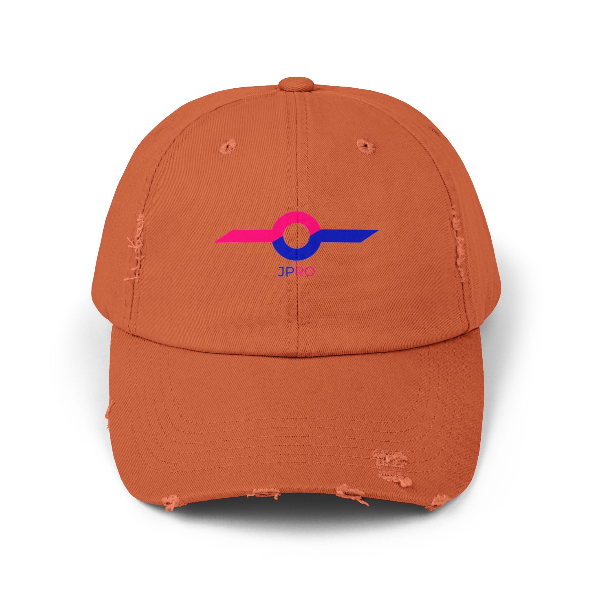 Distressed Baseball Cap with Neon Retro Wave Logo
