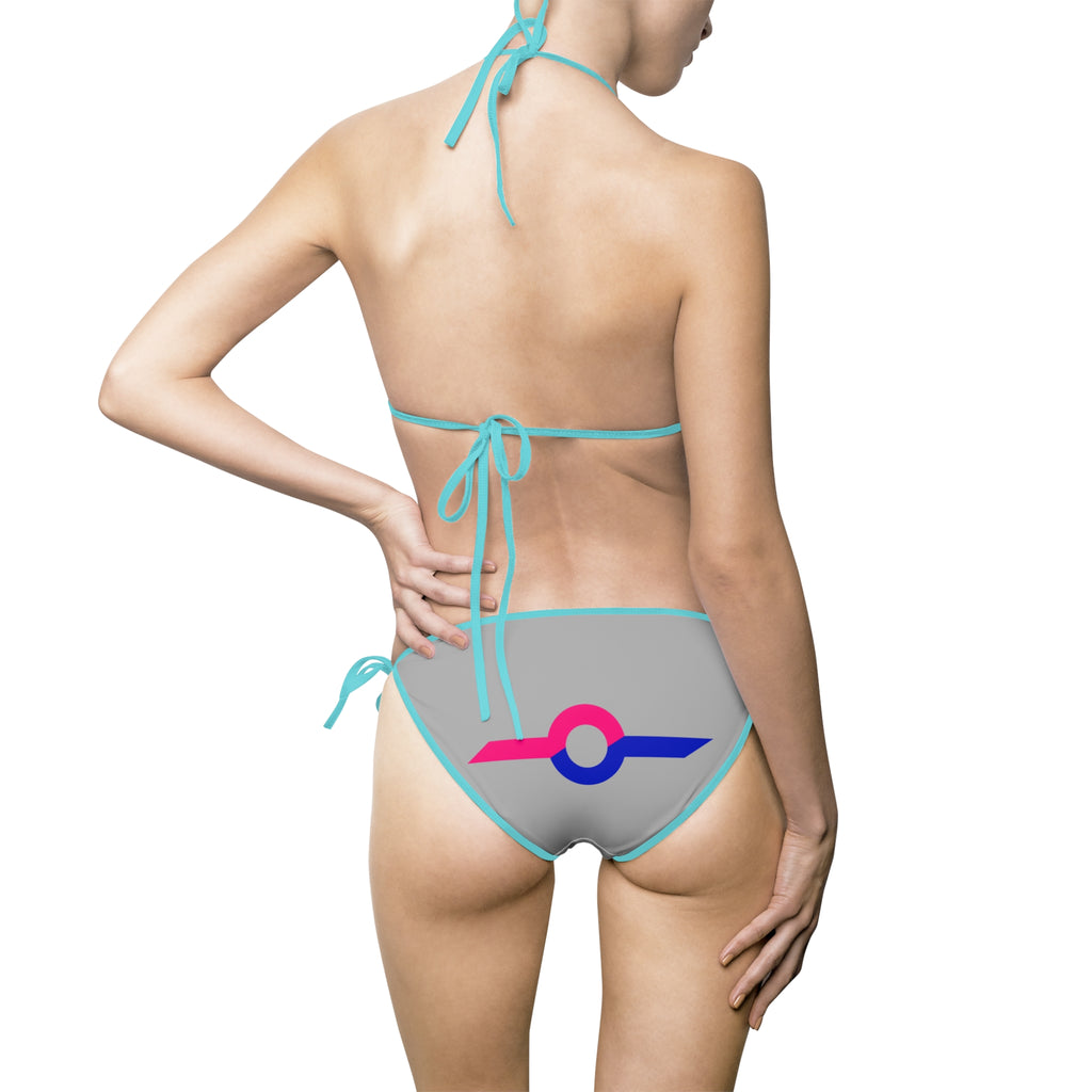 Bikini Swimsuit — Custom All-Over-Print Tie-Side Bikini (Gray Base)