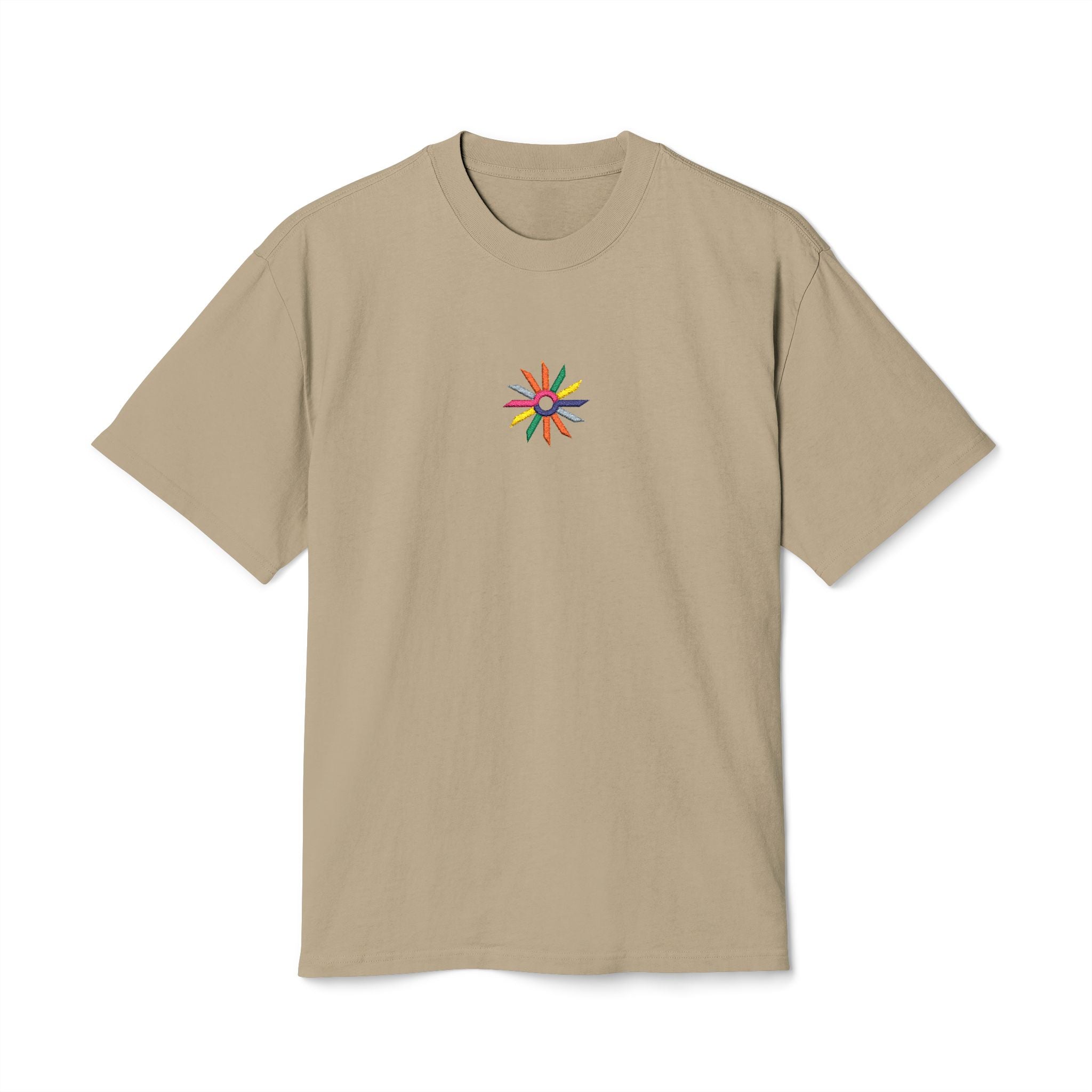Minimal Floral Burst Tee — Small Colorful Flower Chest Print