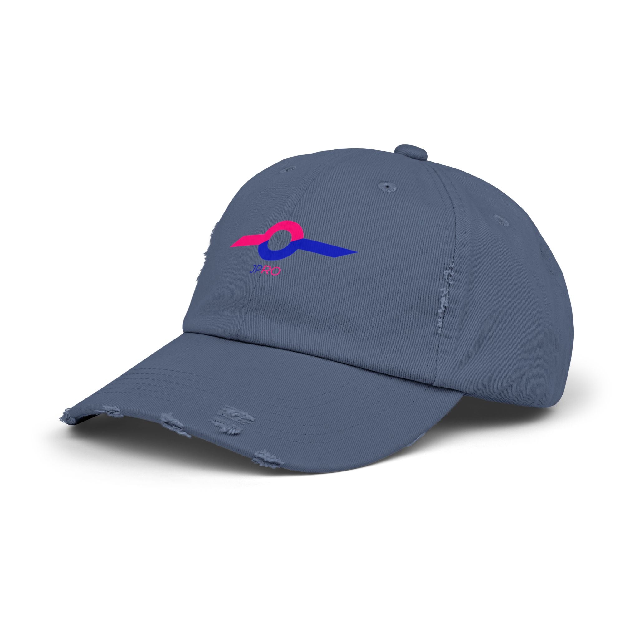 Distressed Baseball Cap with Neon Retro Wave Logo