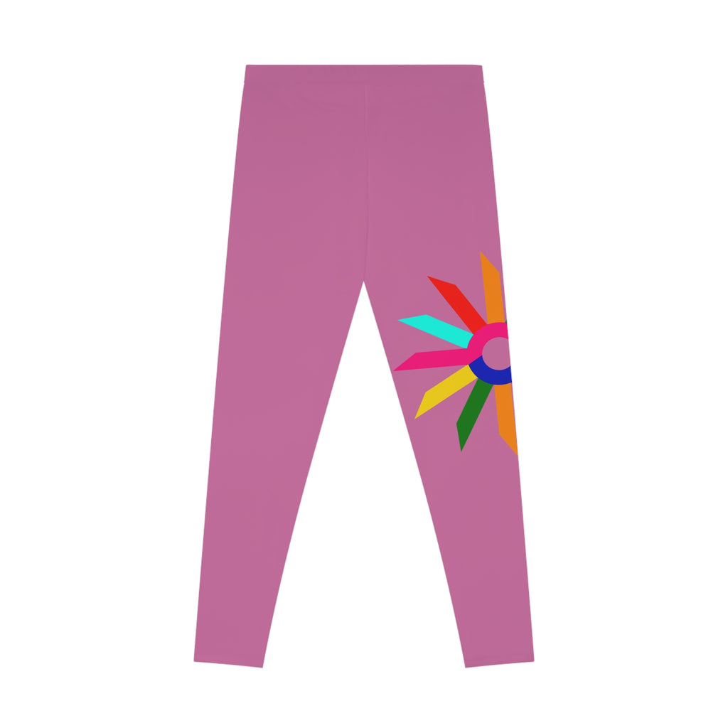 Pink Rainbow Sun Leggings — Colorful Boho AOP Stretch Leggings