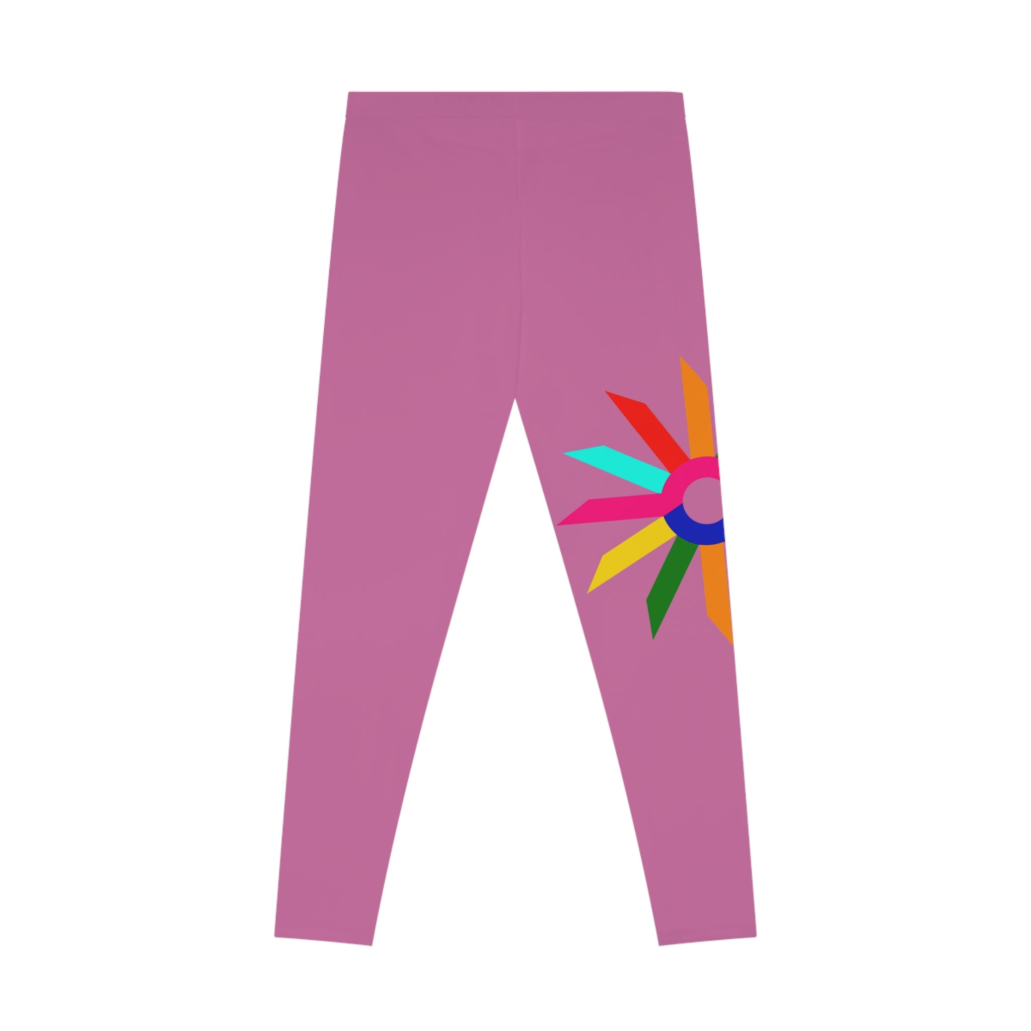 Pink Rainbow Sun Leggings — Colorful Boho AOP Stretch Leggings