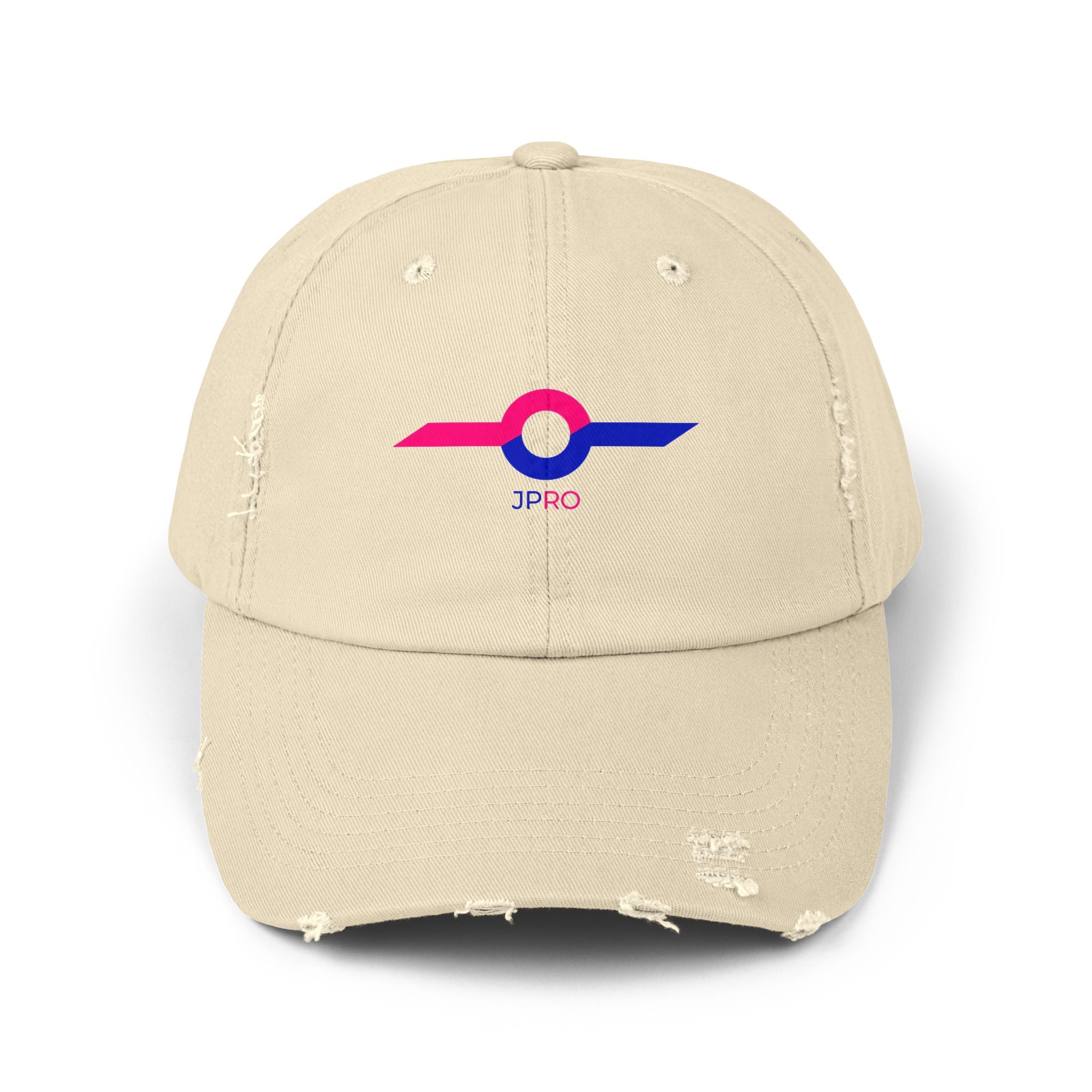 Distressed Baseball Cap with Neon Retro Wave Logo