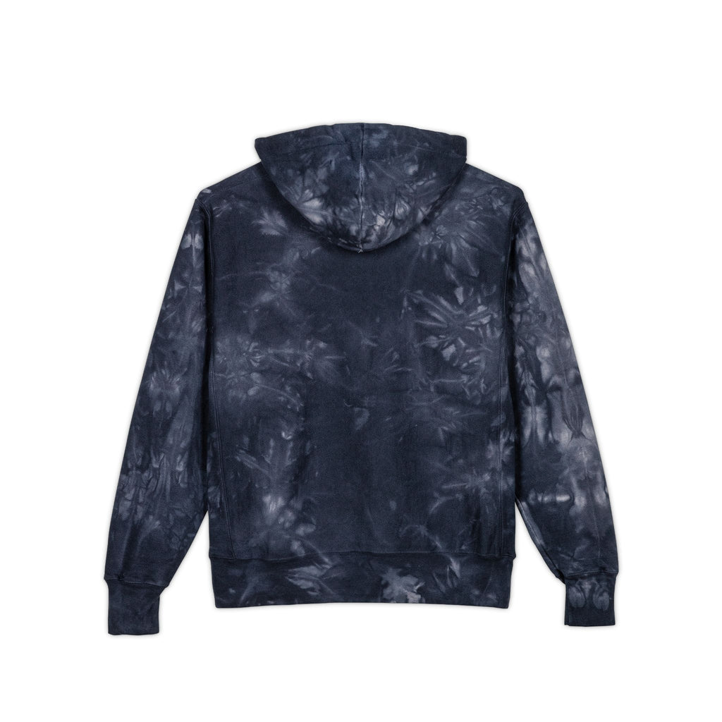 Embroidered Tie-Dye Champion Hoodie — Black Marble