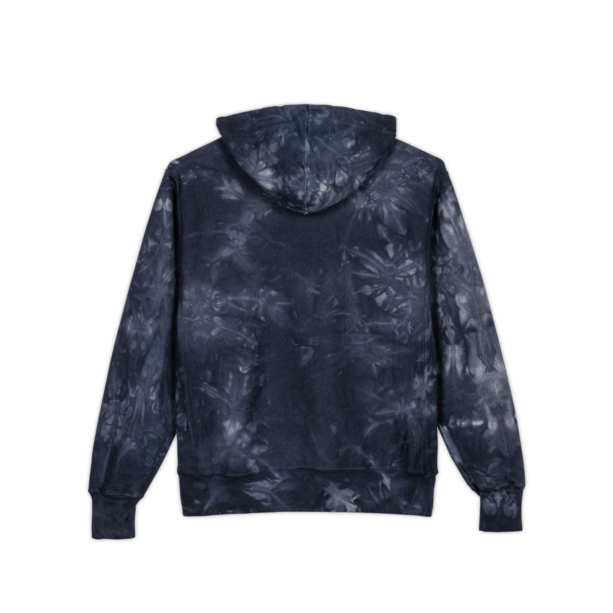Embroidered Tie-Dye Champion Hoodie — Black Marble