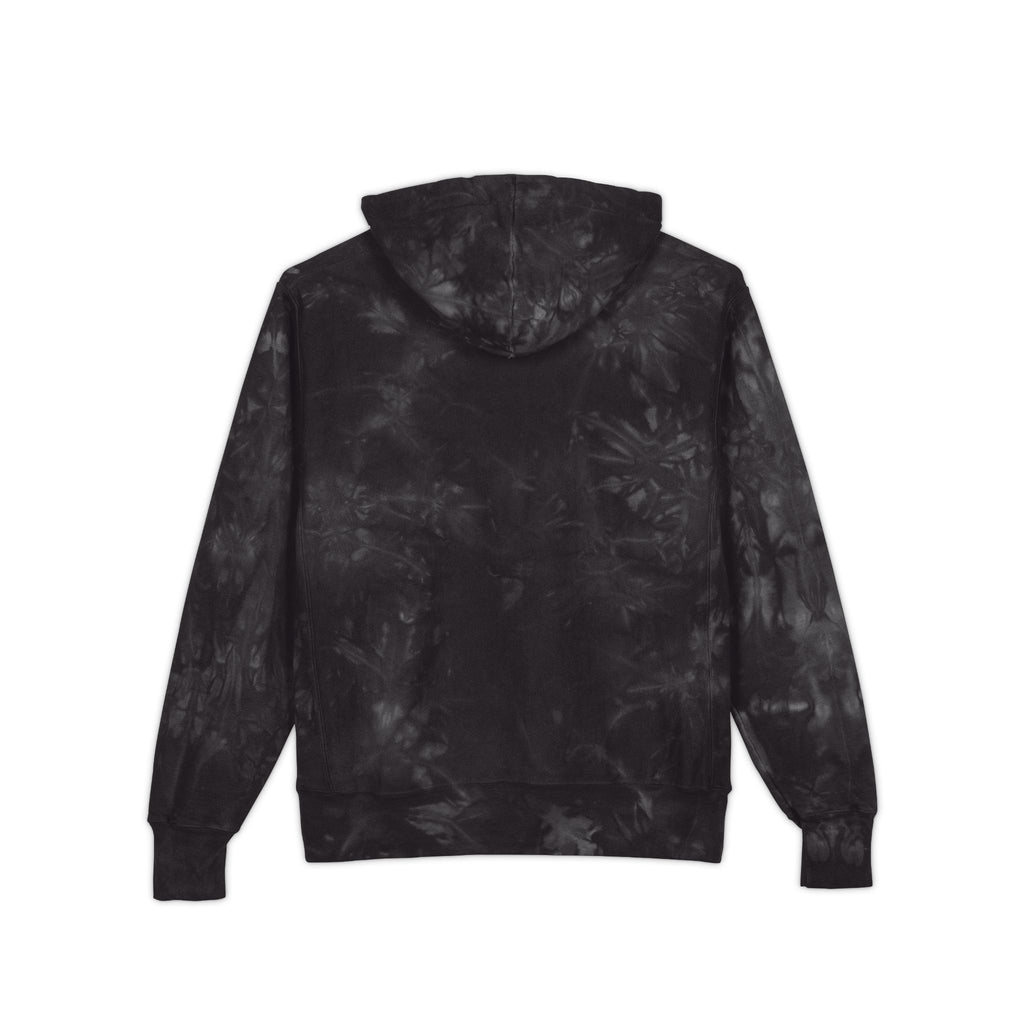 Embroidered Tie-Dye Champion Hoodie — Black Marble