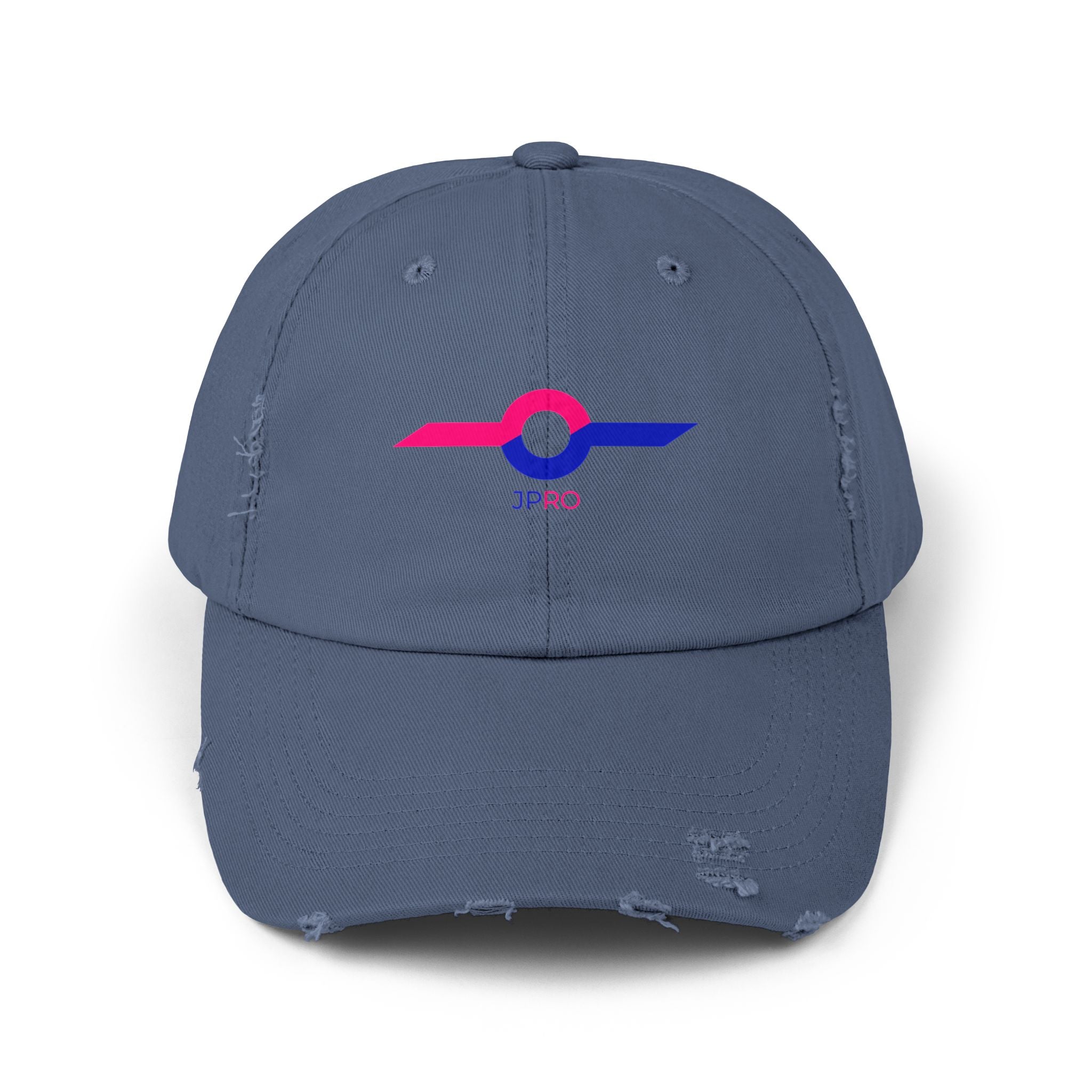 Distressed Baseball Cap with Neon Retro Wave Logo