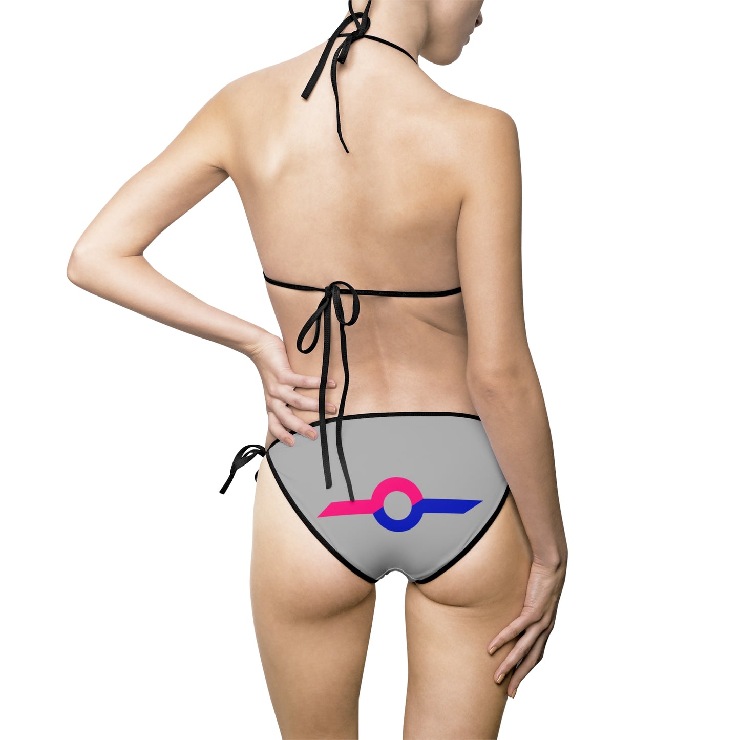 Bikini Swimsuit — Custom All-Over-Print Tie-Side Bikini (Gray Base)