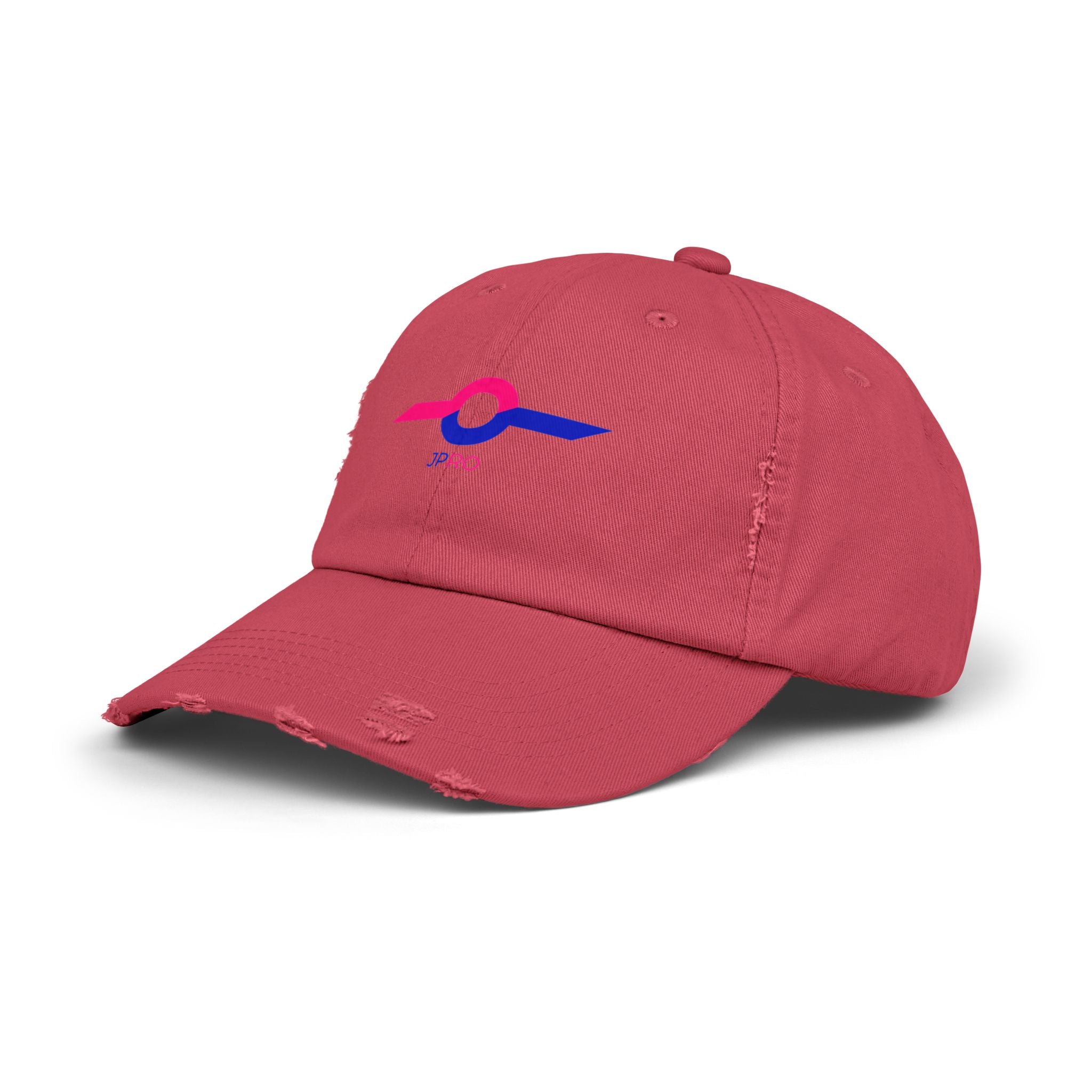 Distressed Baseball Cap with Neon Retro Wave Logo