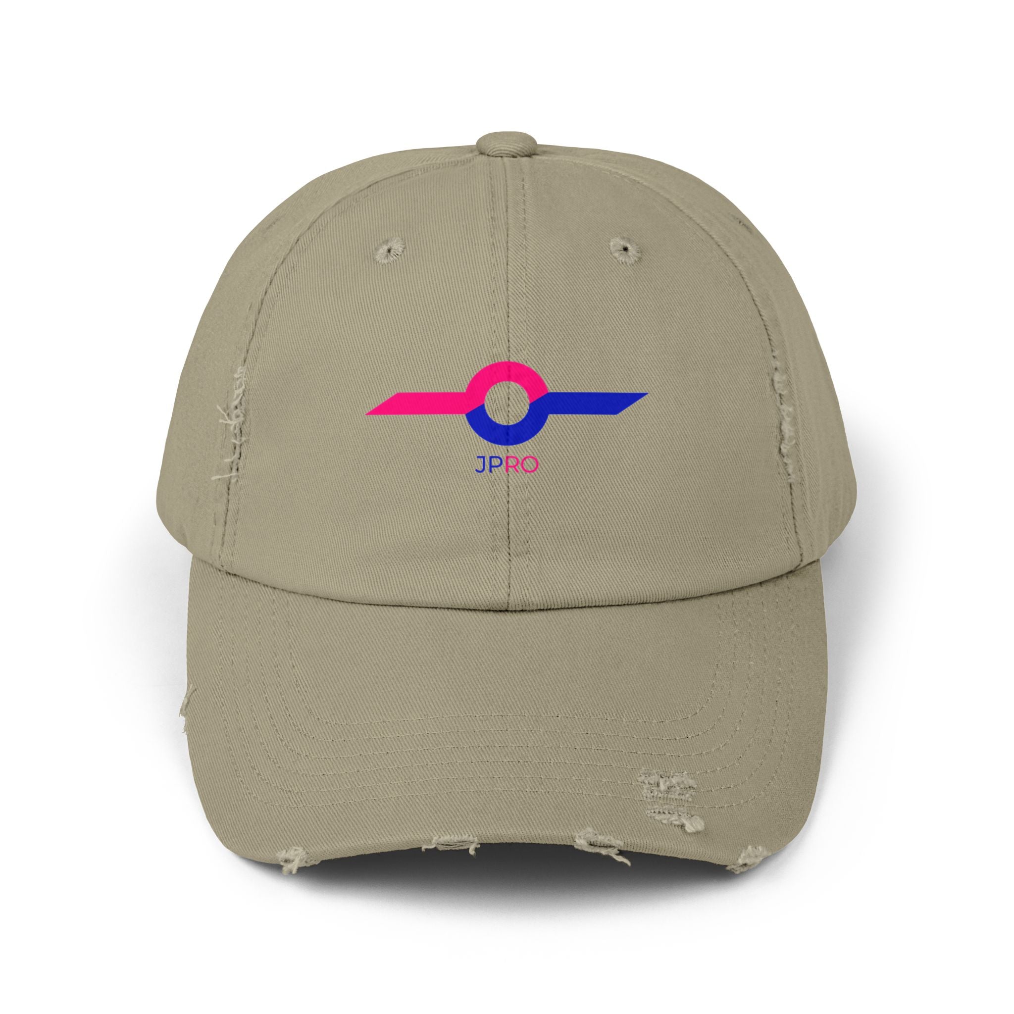 Distressed Baseball Cap with Neon Retro Wave Logo