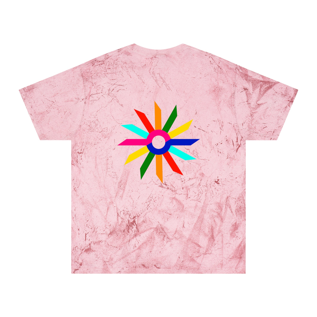 Tie-Dye Rainbow Sunburst T-Shirt — Colorful Geometric Graphic Tee