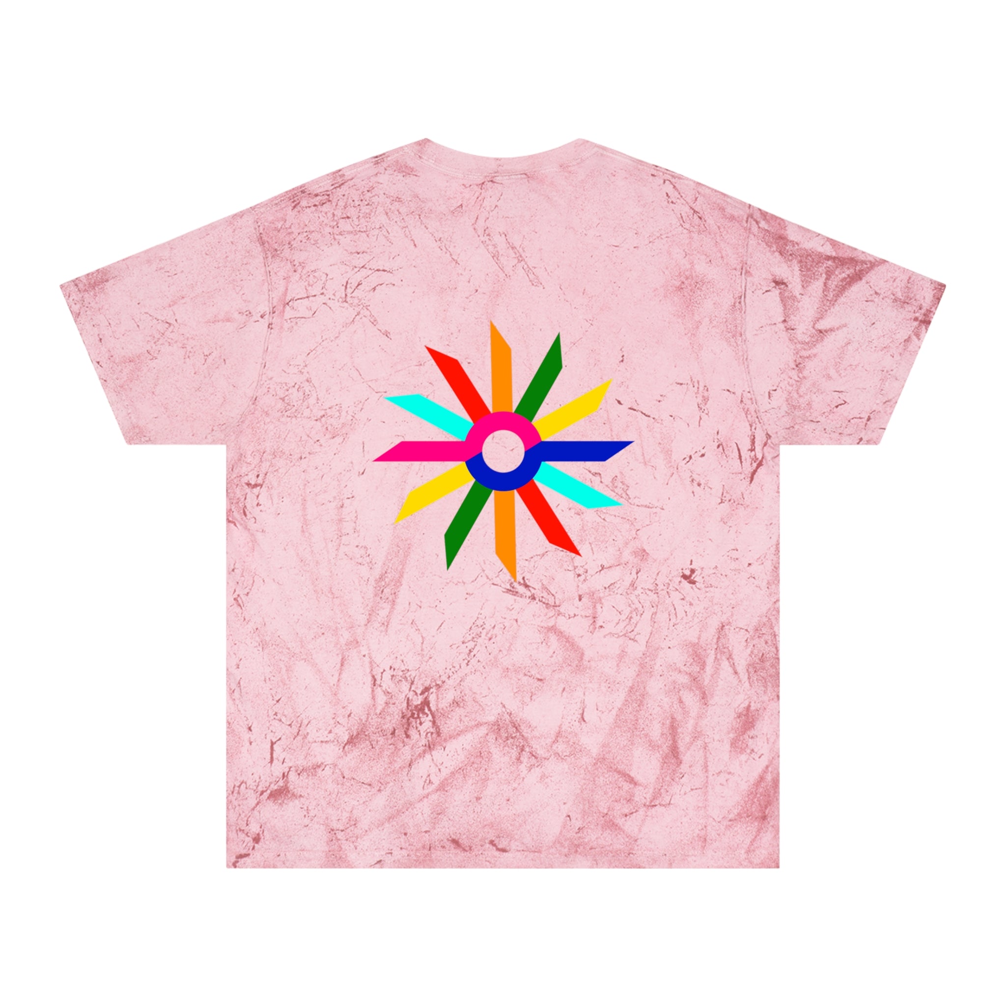 Tie-Dye Rainbow Sunburst T-Shirt — Colorful Geometric Graphic Tee