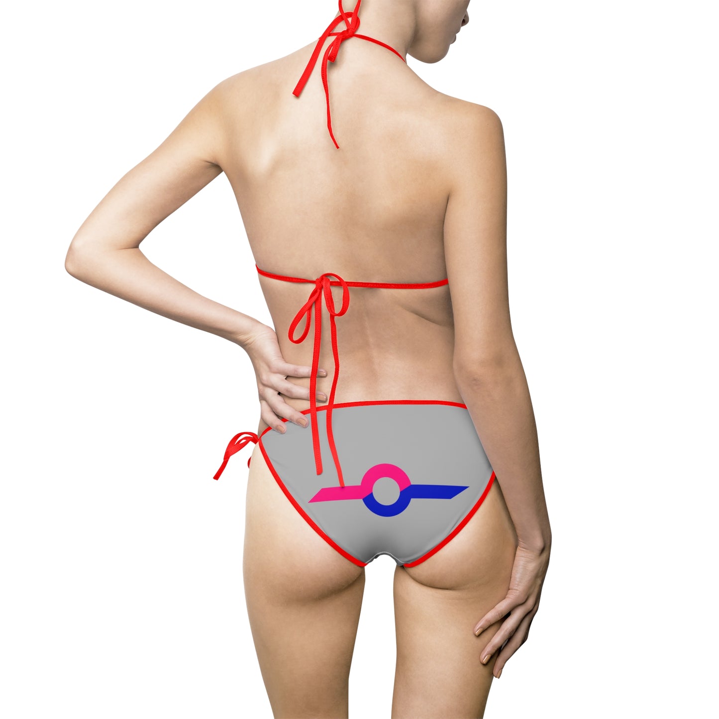 Bikini Swimsuit — Custom All-Over-Print Tie-Side Bikini (Gray Base)