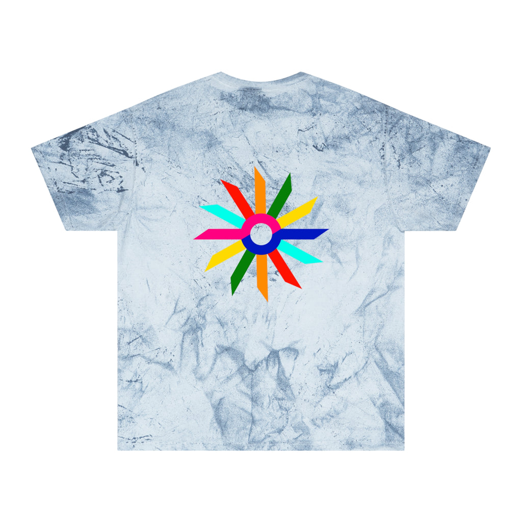 Tie-Dye Rainbow Sunburst T-Shirt — Colorful Geometric Graphic Tee
