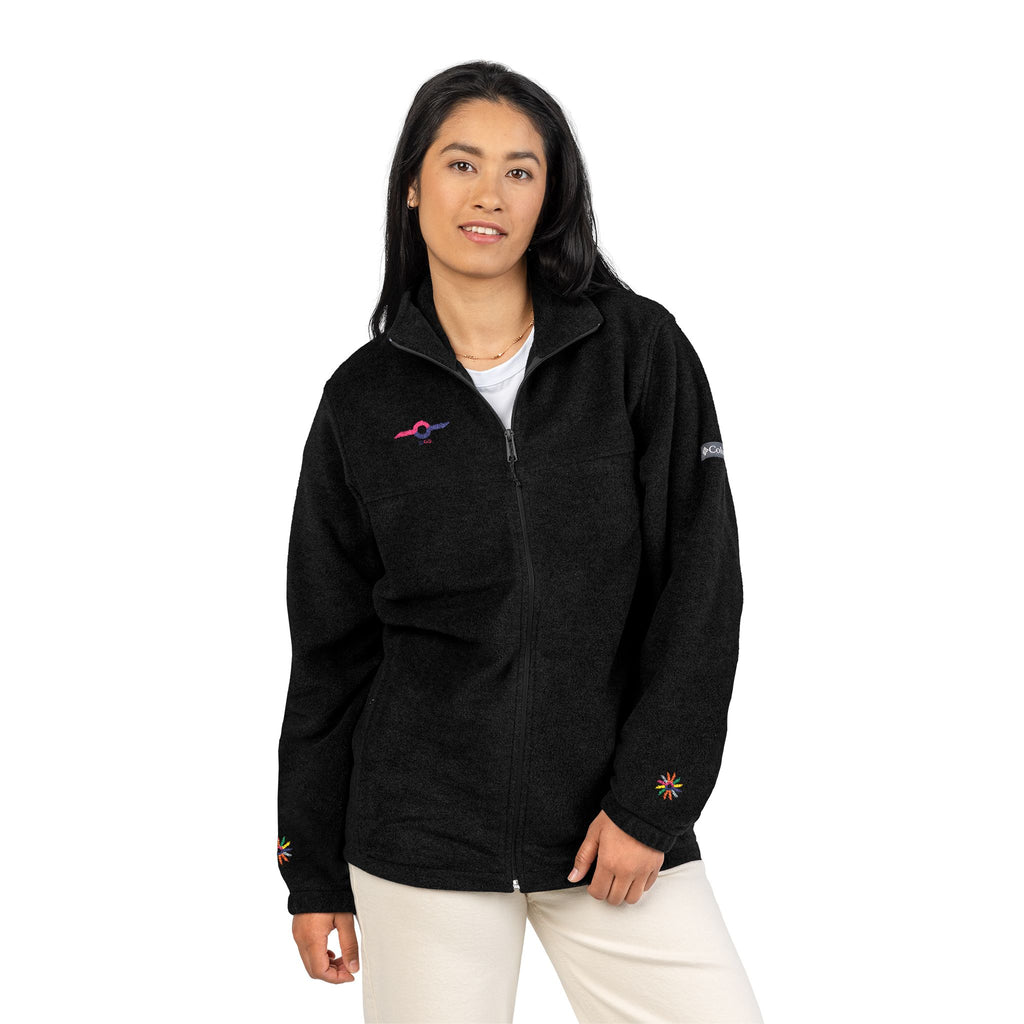 Embroidered Charcoal Fleece Jacket — Subtle Sunset Logo