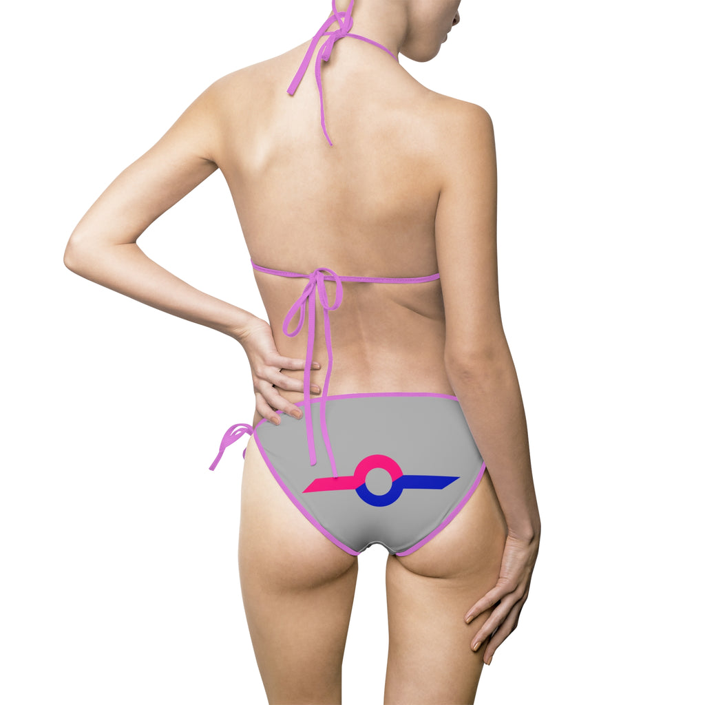 Bikini Swimsuit — Custom All-Over-Print Tie-Side Bikini (Gray Base)