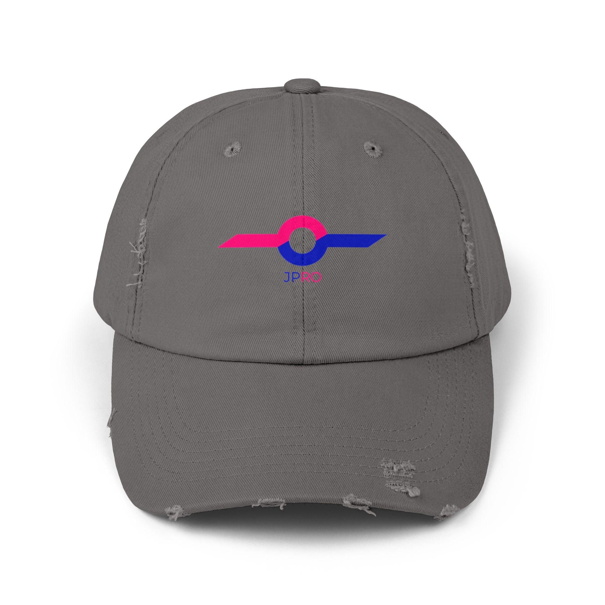 Distressed Baseball Cap with Neon Retro Wave Logo
