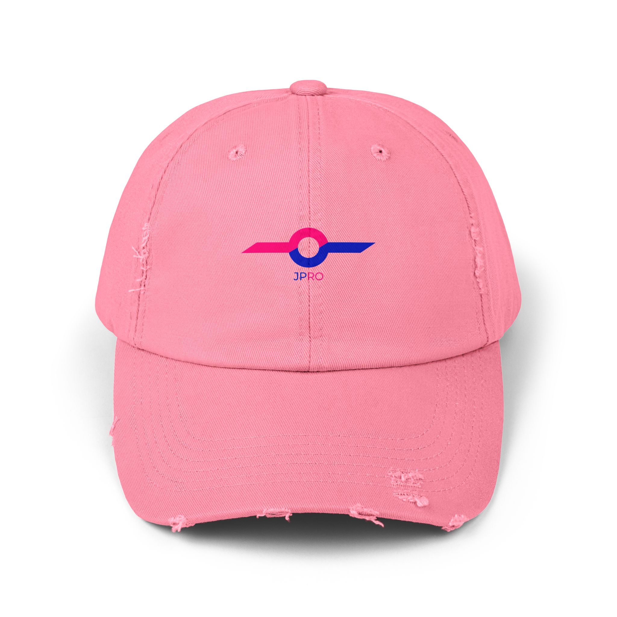 Distressed Baseball Cap with Neon Retro Wave Logo