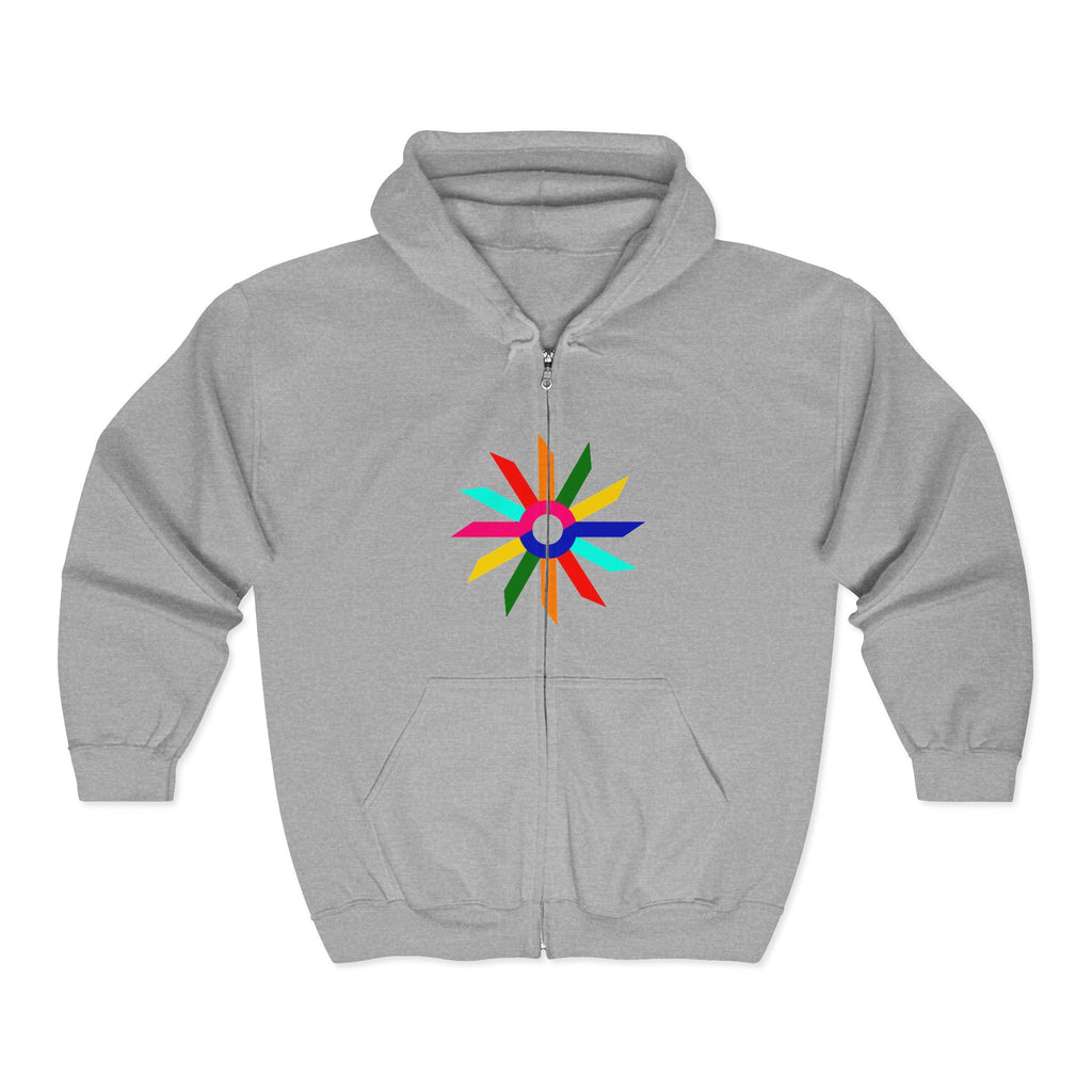 Colorburst Zip Hoodie – Bright Geometric Starburst Full-Zip Sweatshirt