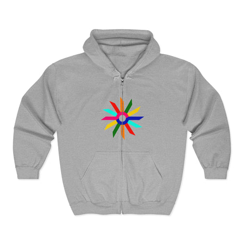 Colorburst Zip Hoodie – Bright Geometric Starburst Full-Zip Sweatshirt