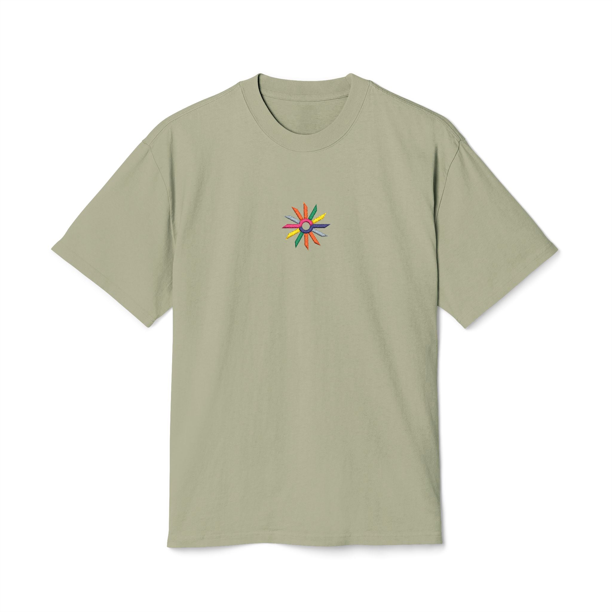 Minimal Floral Burst Tee — Small Colorful Flower Chest Print