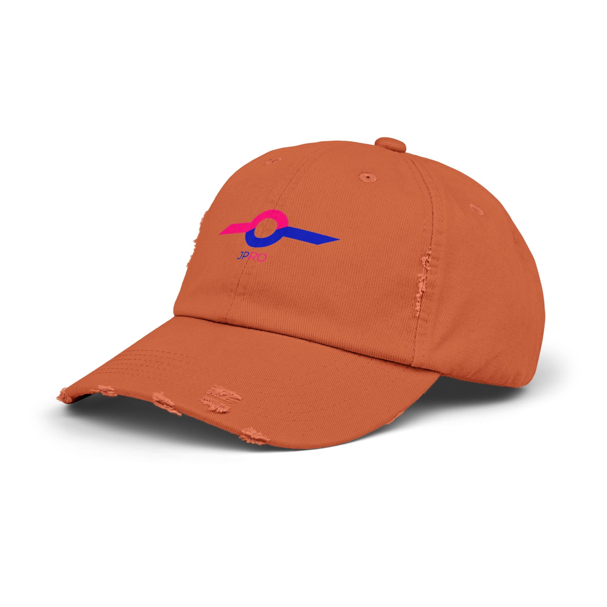 Distressed Baseball Cap with Neon Retro Wave Logo