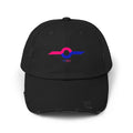 Distressed Baseball Cap with Neon Retro Wave Logo