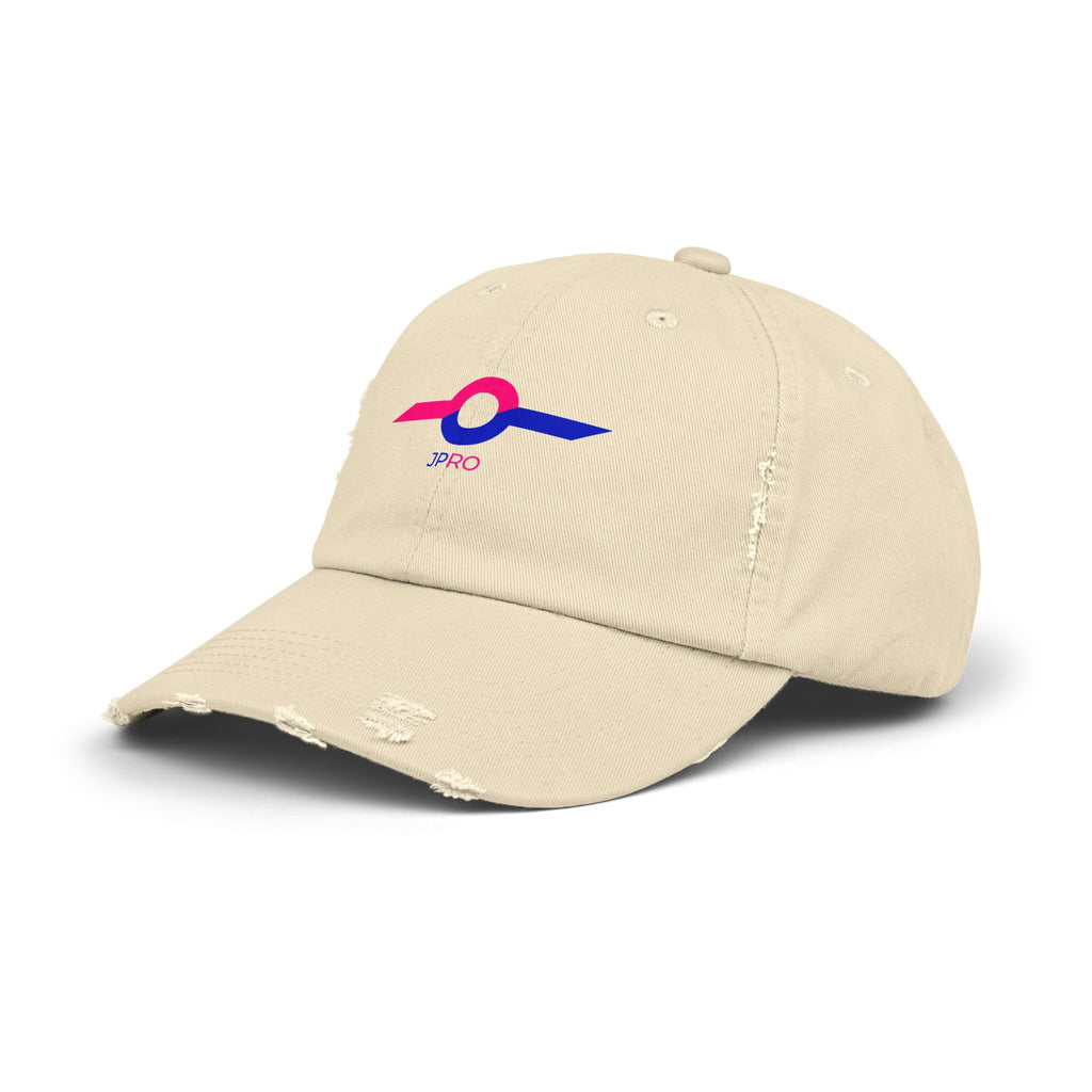 Distressed Baseball Cap with Neon Retro Wave Logo
