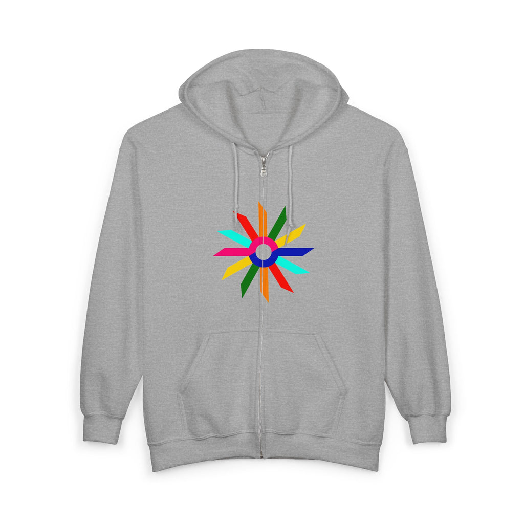 Colorburst Zip Hoodie – Bright Geometric Starburst Full-Zip Sweatshirt