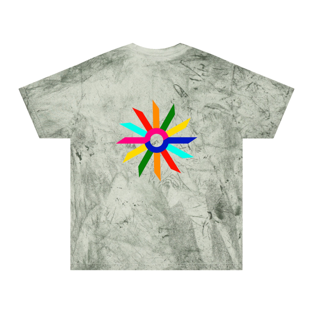 Tie-Dye Rainbow Sunburst T-Shirt — Colorful Geometric Graphic Tee