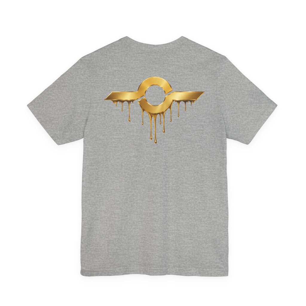 Gold Drip Wing Tee — Metallic Emblem Graphic T-Shirt
