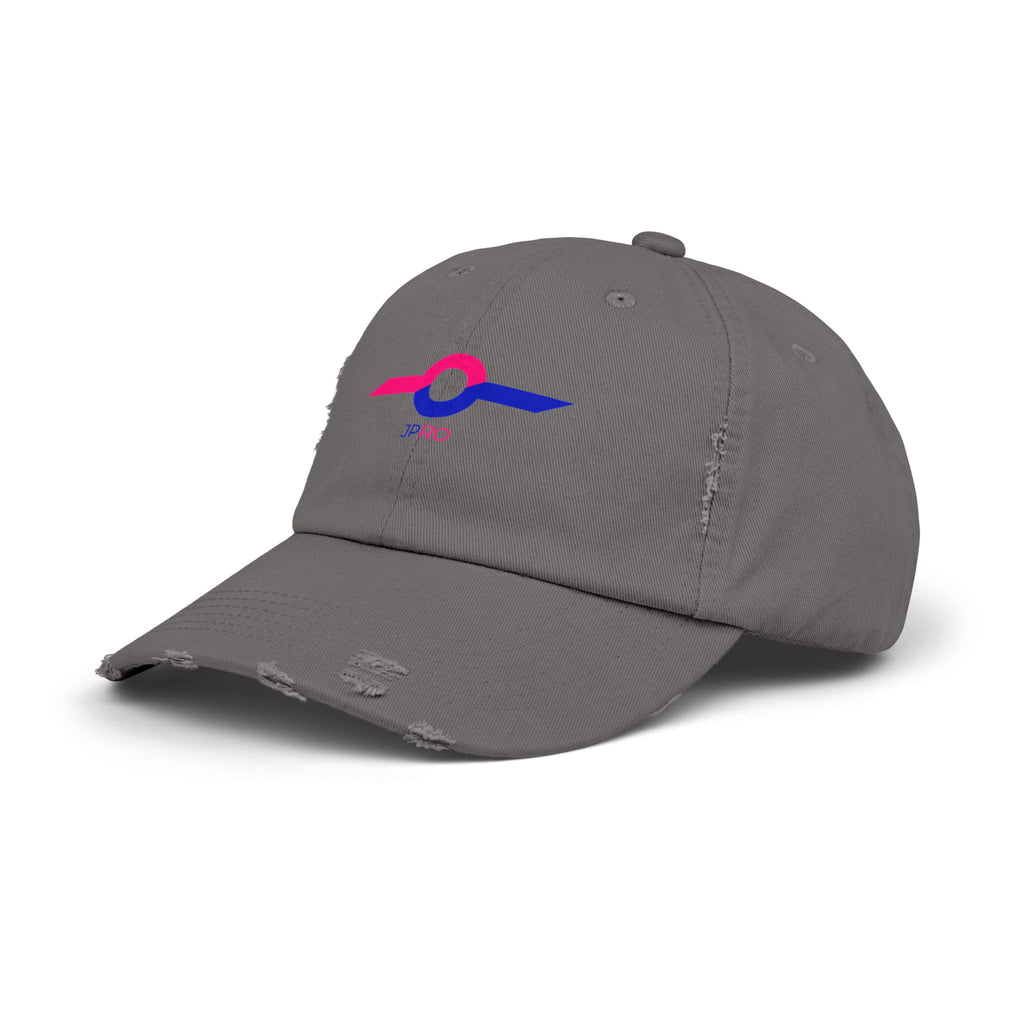 Distressed Baseball Cap with Neon Retro Wave Logo