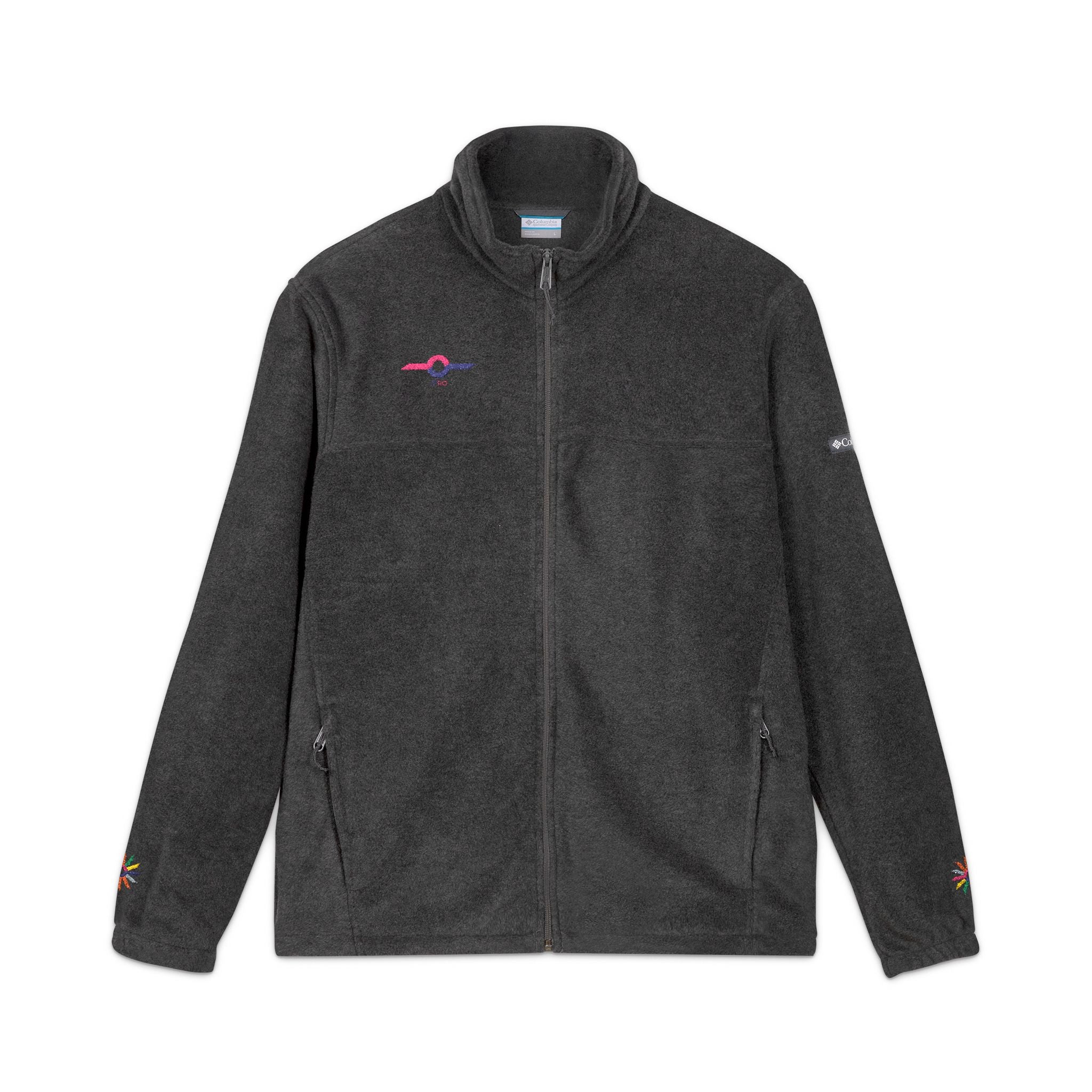 Embroidered Charcoal Fleece Jacket — Subtle Sunset Logo